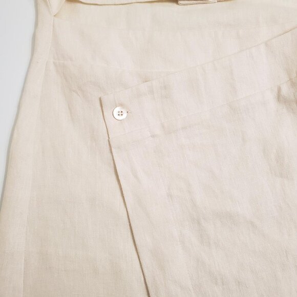 HEVRON Women Melanie Linen Cut-Out Mini Dress XS Ivory Short Sleeve Asymmetrical - Picture 10 of 13